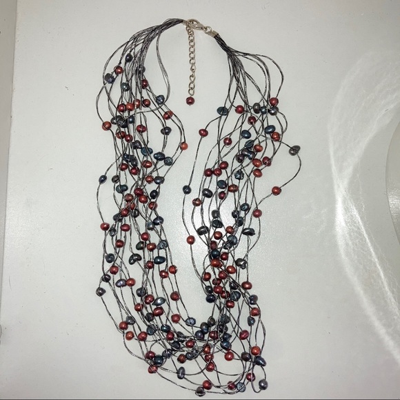 "Night River” by Novica Floating Pearl Statement Necklace (19”) - Picture 5 of 5
